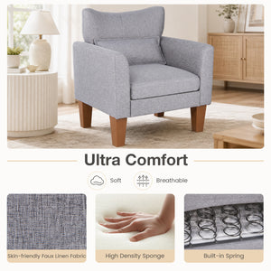 Modern Accent Chair with Removable Cushion & Pillow for Living Room-Gray view 7