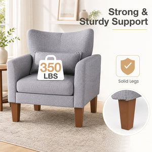 Modern Accent Chair with Removable Cushion & Pillow for Living Room-Gray view 8