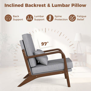 Modern Accent Chair with Rubber Wood Armrests and Removable Back-Gray view 7