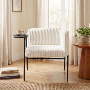 Modern Accent Chair with Tray Table and Solid Metal Frame-Beige view 3