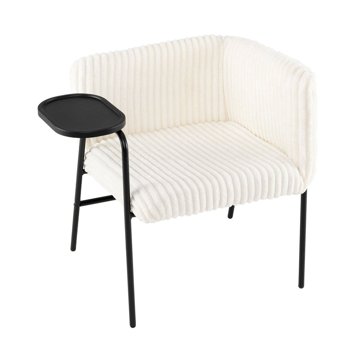 Modern Accent Chair with Tray Table and Solid Metal Frame-Beige view 4