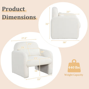 Modern Accent Chair with Waist Pillow and Armrests for Living Room Bedroom-Beige view 5