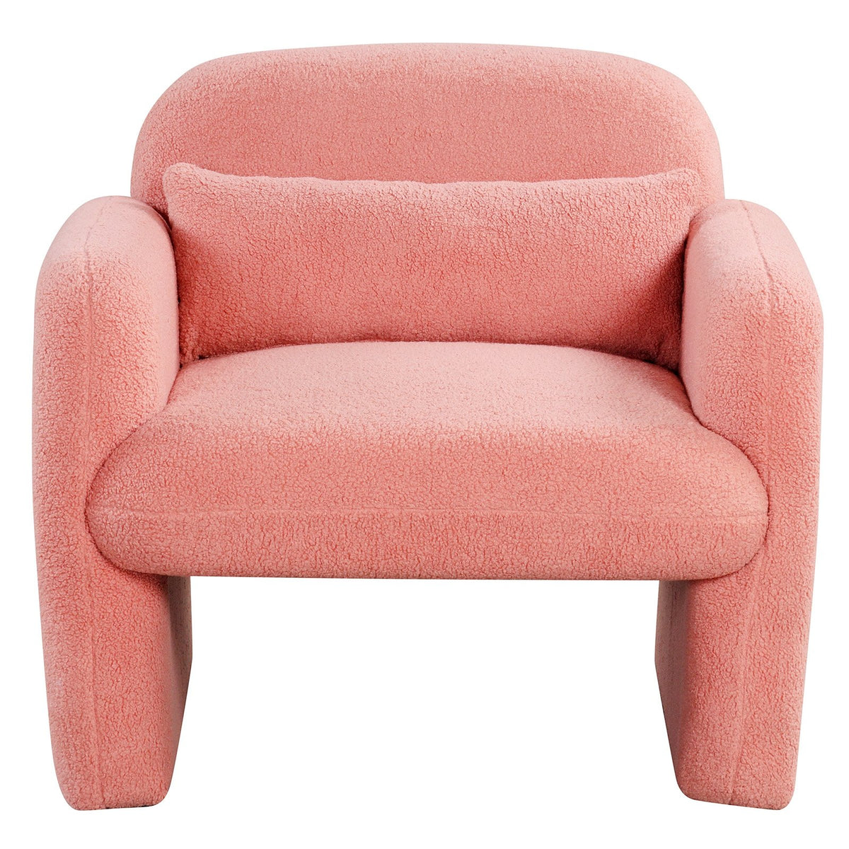 Modern Accent Chair with Waist Pillow and Armrests for Living Room Bedroom-Pink view 4