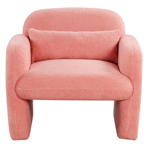 Modern Accent Chair with Waist Pillow and Armrests for Living Room Bedroom-Pink view 4