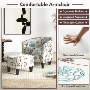 Modern Accent Tub Chair and Ottoman Set with Fabric Upholstered-Beige view 8