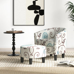 Modern Accent Tub Chair and Ottoman Set with Fabric Upholstered-Beige view 9
