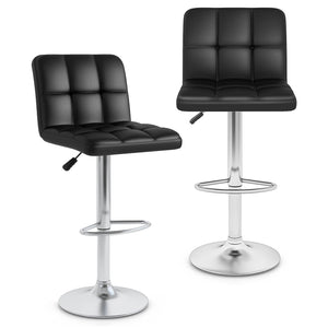 Modern Bat Stools Set of 2 with Back and Heavy-duty Metal Base and Footrest-Black view 4