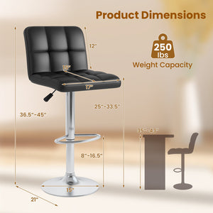 Modern Bat Stools Set of 2 with Back and Heavy-duty Metal Base and Footrest-Black view 5