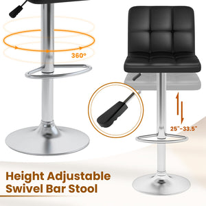 Modern Bat Stools Set of 2 with Back and Heavy-duty Metal Base and Footrest-Black view 6