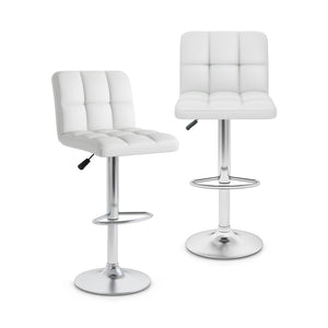 Modern Bat Stools Set of 2 with Back and Heavy-duty Metal Base and Footrest-White