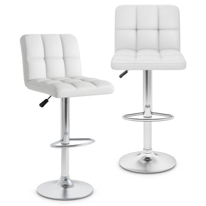 Modern Bat Stools Set of 2 with Back and Heavy-duty Metal Base and Footrest-White view 4