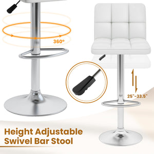 Modern Bat Stools Set of 2 with Back and Heavy-duty Metal Base and Footrest-White view 6