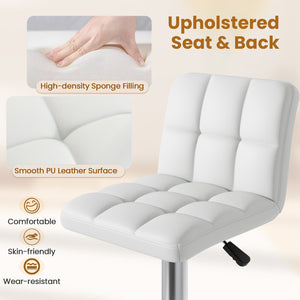 Modern Bat Stools Set of 2 with Back and Heavy-duty Metal Base and Footrest-White view 7