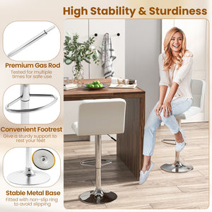 Modern Bat Stools Set of 2 with Back and Heavy-duty Metal Base and Footrest-White view 9