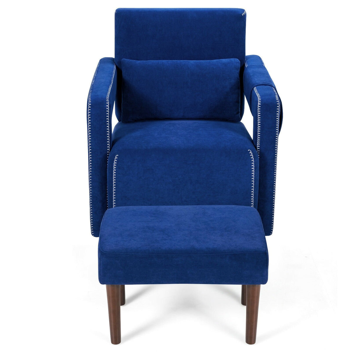Modern Berber Fleece Single Sofa Chair with Ottoman and Waist Pillow-Blue view 4