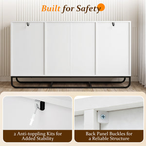 Modern Buffet Sideboard Cabinet w/ 2 Drawers & Adjustable Shelves for Dining Room-White view 9