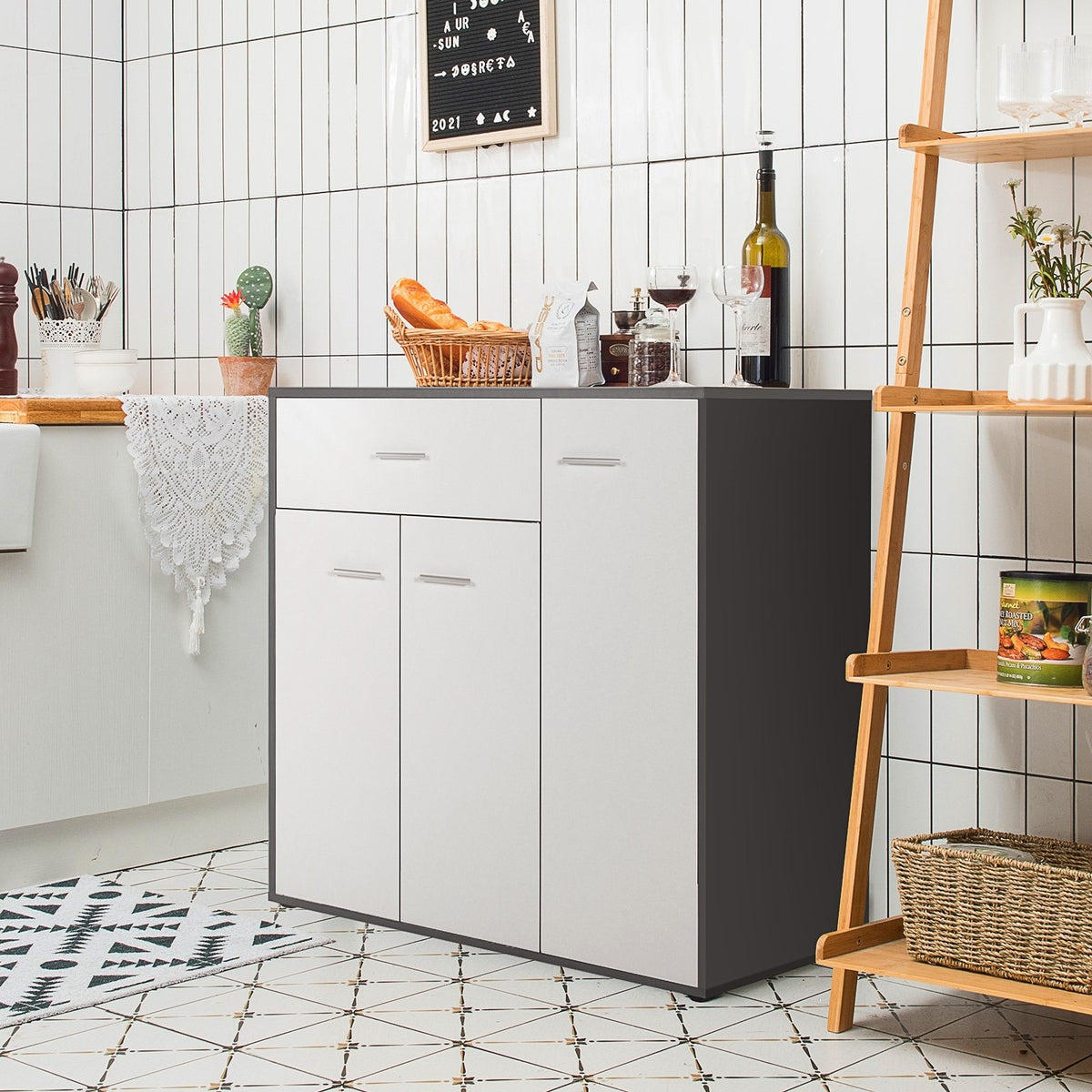 Buffet Sideboard Storage Cabinet with Spacious Table Top view 7