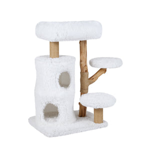 Modern Cat Tree for Indoor Cats 30.5 Cat Tower with Real Solid Wood Branches-White view 4
