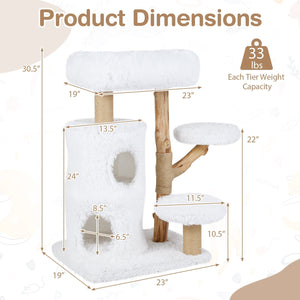 Modern Cat Tree for Indoor Cats 30.5 Cat Tower with Real Solid Wood Branches-White view 5