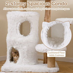 Modern Cat Tree for Indoor Cats 30.5 Cat Tower with Real Solid Wood Branches-White view 6
