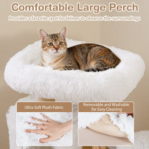 Modern Cat Tree for Indoor Cats 30.5 Cat Tower with Real Solid Wood Branches-White view 7