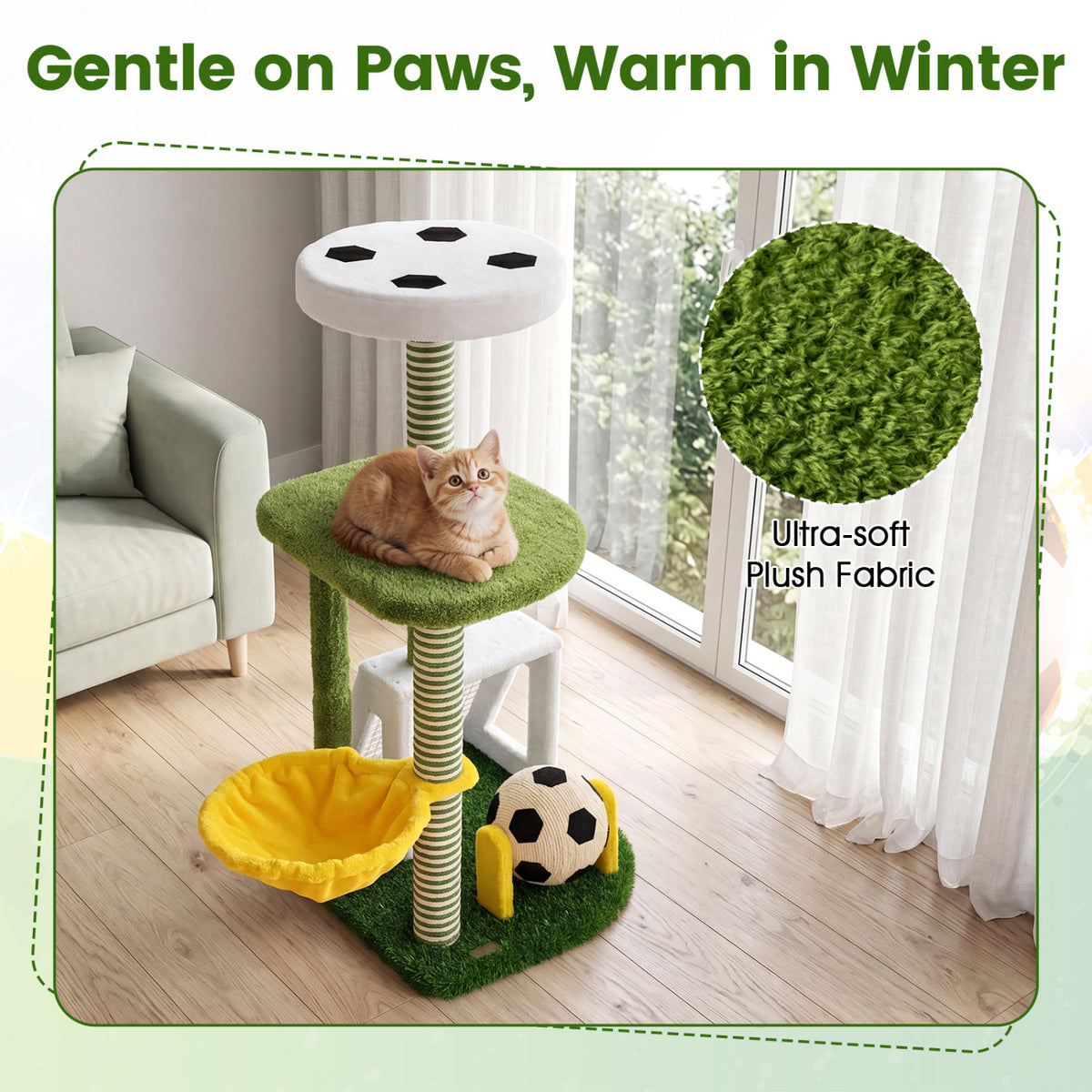 Modern Cat Tree for Indoor Kittens Multi-level Cat Tower with Perches-Green view 9