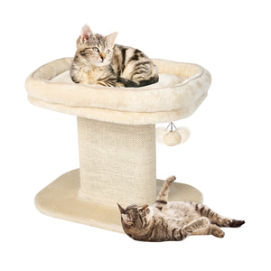 Modern Cat Tree Tower with Large Plush Perch and Sisal Scratching Plate-Beige view 3