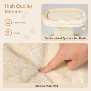 Modern Cat Tree Tower with Large Plush Perch and Sisal Scratching Plate-Beige view 7