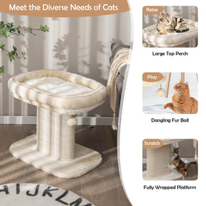 Modern Cat Tree Tower with Large Plush Perch and Sisal Scratching Plate-Beige view 8