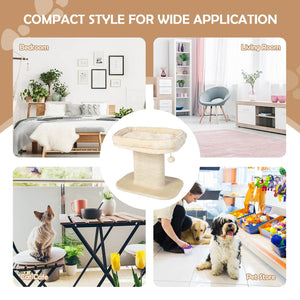 Modern Cat Tree Tower with Large Plush Perch and Sisal Scratching Plate-Beige view 9