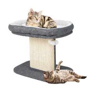 Modern Cat Tree Tower with Large Plush Perch and Sisal Scratching Plate-Gray view 3