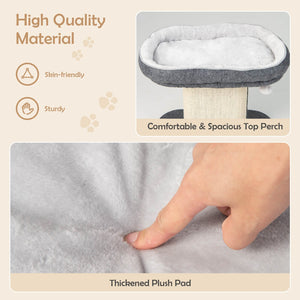 Modern Cat Tree Tower with Large Plush Perch and Sisal Scratching Plate-Gray view 8