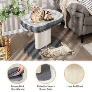 Modern Cat Tree Tower with Large Plush Perch and Sisal Scratching Plate-Gray view 9