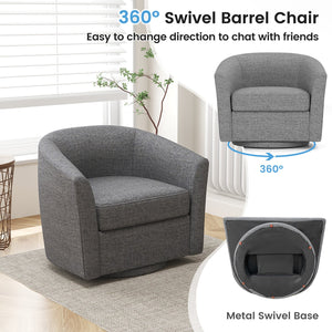 Modern Club Swivel Accent Chair with Ottoman Footrest Curved Backrest-Grey view 5