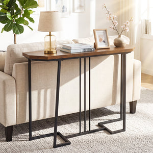 Modern Console Table Narrow Entryway Table with Metal Legs-Rustic Brown view 3