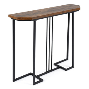 Modern Console Table Narrow Entryway Table with Metal Legs-Rustic Brown view 4