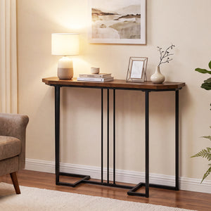 Modern Console Table Narrow Entryway Table with Metal Legs-Rustic Brown view 7