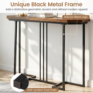 Modern Console Table Narrow Entryway Table with Metal Legs-Rustic Brown view 9
