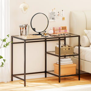 Modern Console Table with 2 Open Shelves and Metal Frame-Black view 7