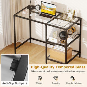 Modern Console Table with 2 Open Shelves and Metal Frame-Black view 8