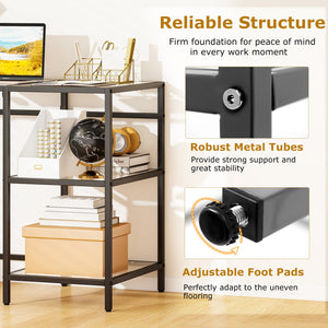 Modern Console Table with 2 Open Shelves and Metal Frame-Black view 9