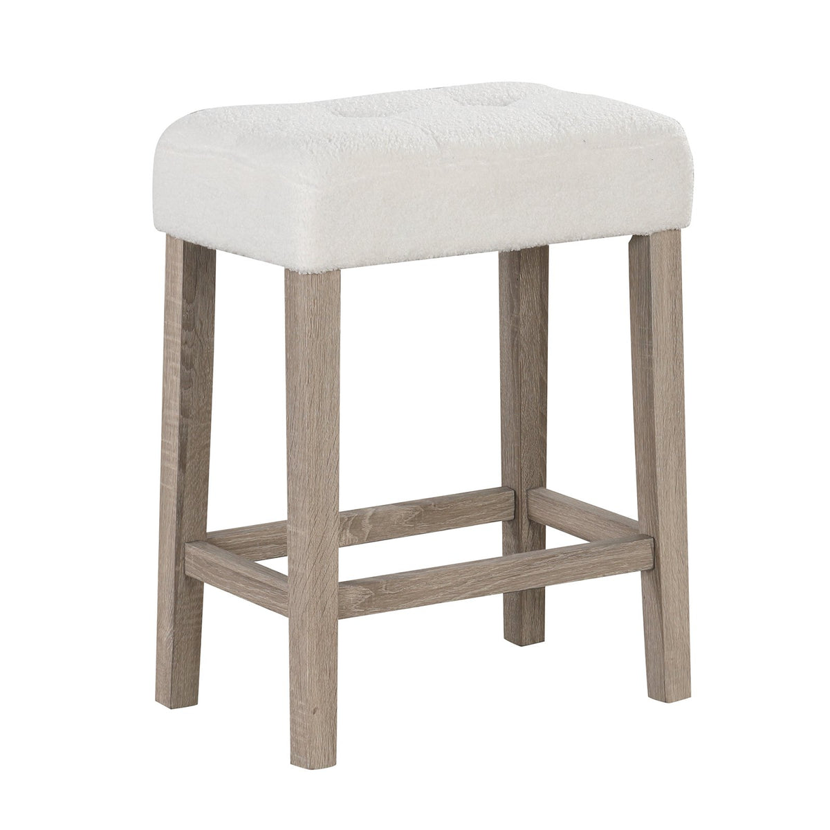 Modern Counter Height Bar Stools Set of 2 with Rubber Wood Legs-White and Gray view 4
