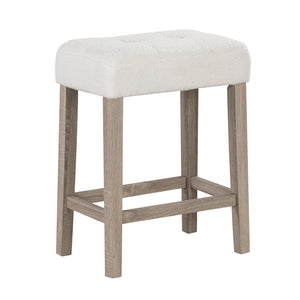 Modern Counter Height Bar Stools Set of 2 with Rubber Wood Legs-White and Gray view 4