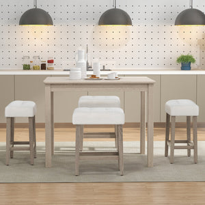 Modern Counter Height Bar Stools Set of 2 with Rubber Wood Legs-White and Gray view 6