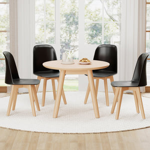 Modern Dining Chair Set of 2 with Solid Beech Wood Legs and Tilt Backrest-Black view 5