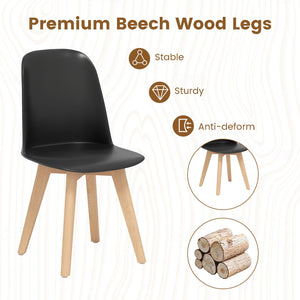 Modern Dining Chair Set of 2 with Solid Beech Wood Legs and Tilt Backrest-Black view 6