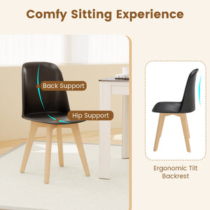 Modern Dining Chair Set of 2 with Solid Beech Wood Legs and Tilt Backrest-Black view 7