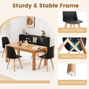 Modern Dining Chair Set of 2 with Solid Beech Wood Legs and Tilt Backrest-Black view 8
