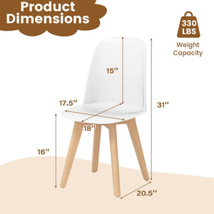 Modern Dining Chair Set of 2 with Solid Beech Wood Legs and Tilt Backrest-White view 4