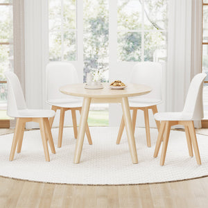 Modern Dining Chair Set of 2 with Solid Beech Wood Legs and Tilt Backrest-White view 5